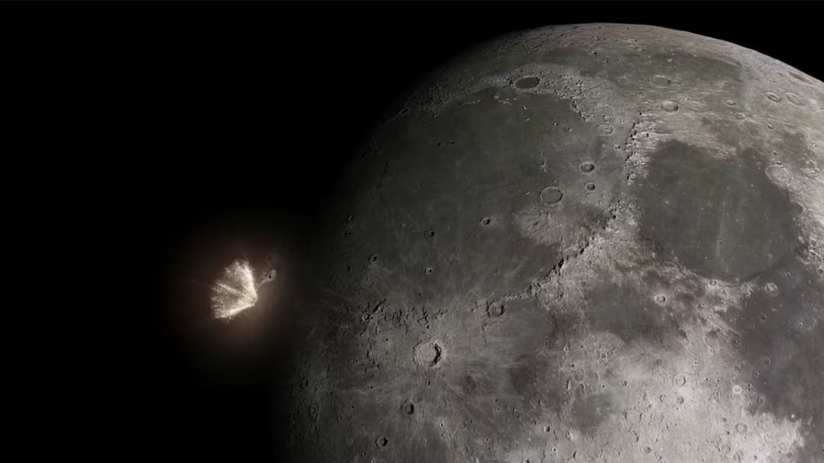 Animación de la colisión de un asteroide en la Luna