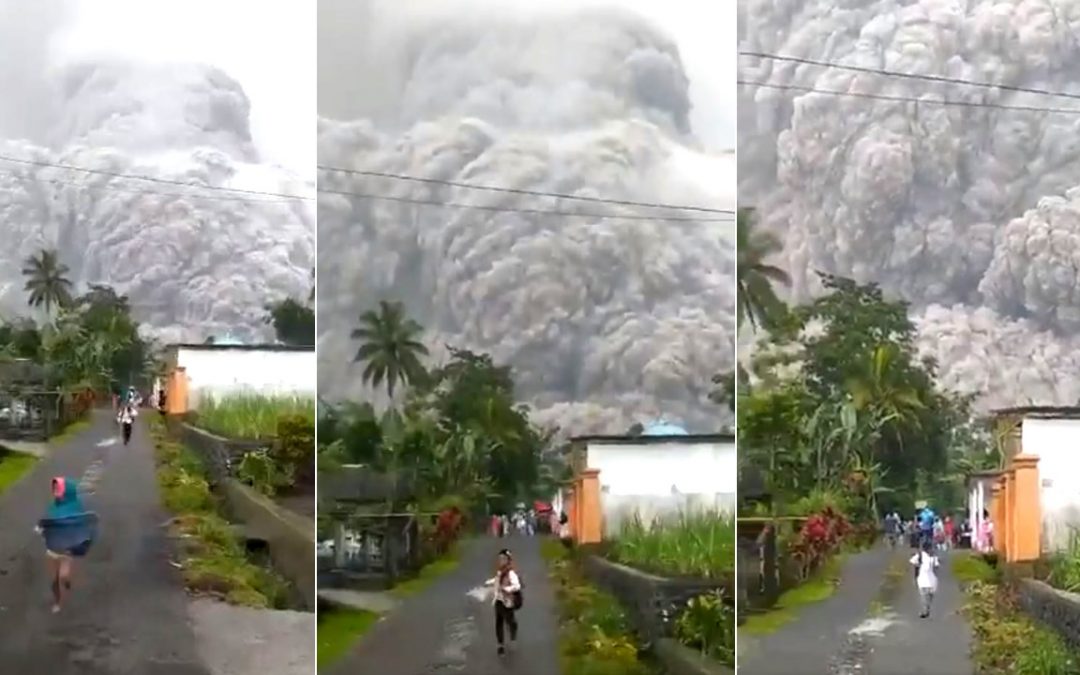 Monte Semeru en Indonesia entra en erupción causando que pobladores entren en pánico