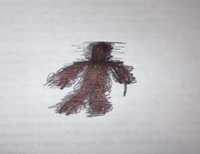 Un boceto del "hombre sombra" presenciada por Reister