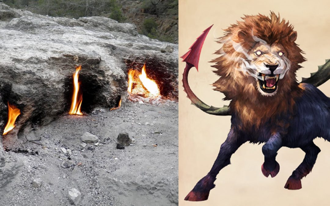Las rocas del monte Quimera que arden desde hace milenios y originaron el mito de un monstruo