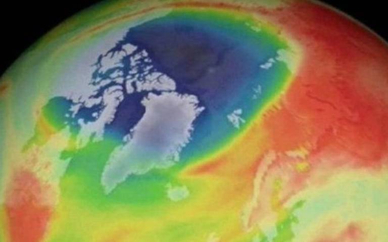 Una imagen generada por computadora del ozono de la Tierra
