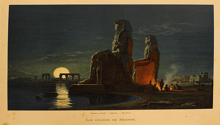 Ilustración de los Colosos de Memnón