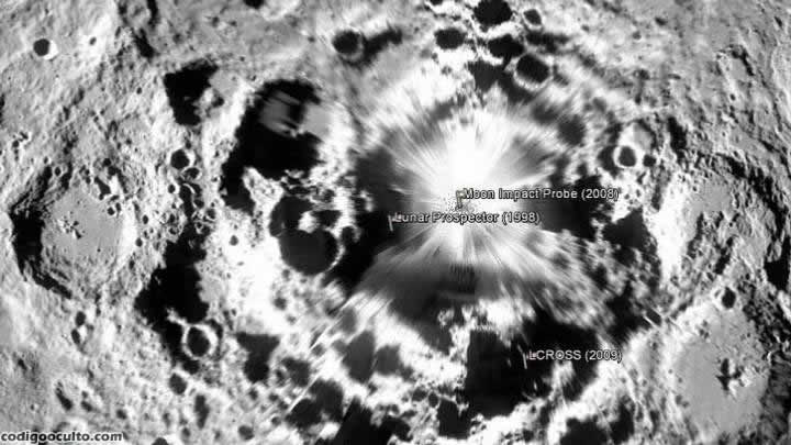 La colisión de hoy ha marcado la primera colisión lunar involuntaria conocida que involucró una pieza de hardware espacial, sin contar las sondas que se estrellaron al intentar aterrizar en la Luna. En la imagen: un mapa que muestra los sitios de impacto de sondas anteriores en la Luna.