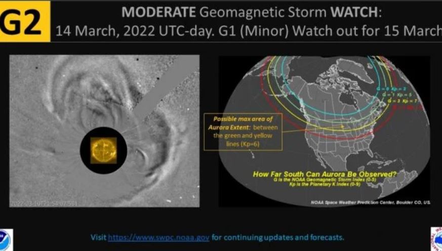 Advertencia de tormenta geomagnética G2