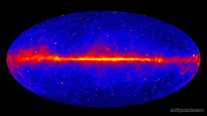 Imagen del telescopio fermi de los rayos gamma de la vía láctea