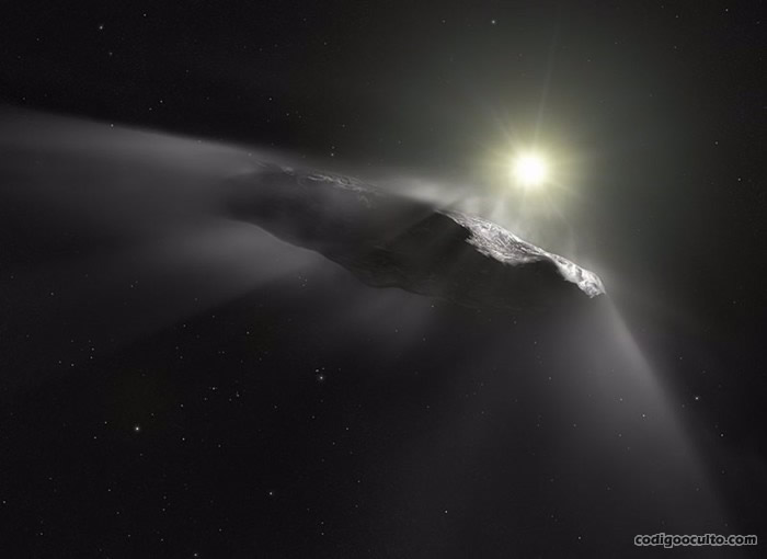 Representación artística de 'Oumuamua
