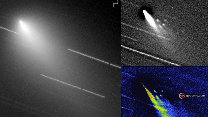 Tres vistas diferentes del cometa 73P/Schwassmann-Wachmann 3 observadas por el astrofísico Gianluca Masi del Bellatrix Observatory and Virtual Telescope Project en Ceccano, Italia, el 4 y 5 de mayo de 2006