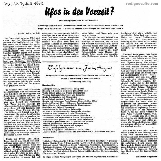 The Vegetarian Universe es el magazín alemán que en 1962 presentó por primera vez el misterio Dropa