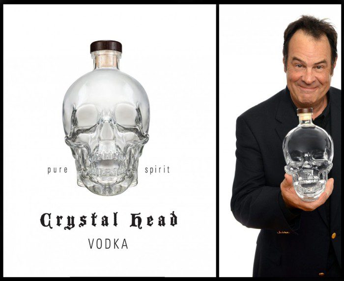 La fascinación de Dan Aykroyd por el mundo del misterio le llevó a fundar, en 2007, junto al artista John Alexander la "Crystal Head Vodka", la cual sirve su producto (vodka) en una botella con forma de calavera de cristal en homenaje a las famosas y polémicas calaveras de cuarzo supuestamente originarias de Centroamérica