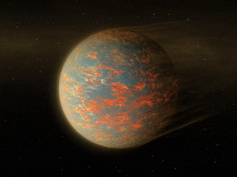 Representación e la atmósfera que es expulsada de un planeta por una estrella cercana