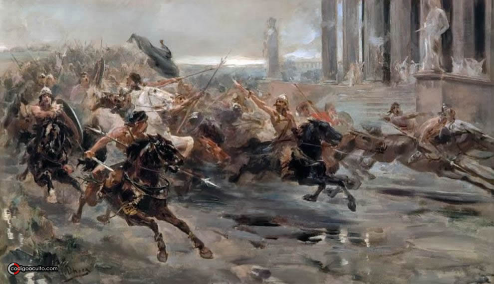 Atila y sus hunos invadiendo Italia, por Ulpiano Checa (1887)