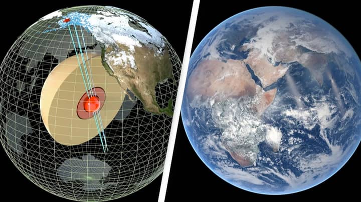 Esfera de metal sólido en el centro de la Tierra