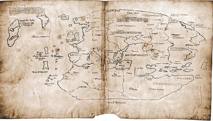 Mapa del siglo XV supuestamente basado en un original del siglo XIII. De ser auténtico, sería la primera representación conocida de la costa norteamericana