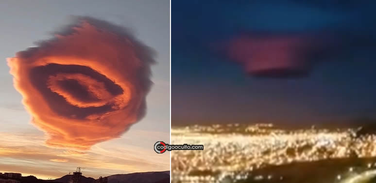 A la izquierda, la nube que apareció sobre Turquía. A la derecha, la nube que apareció recientemente sobre Argentina