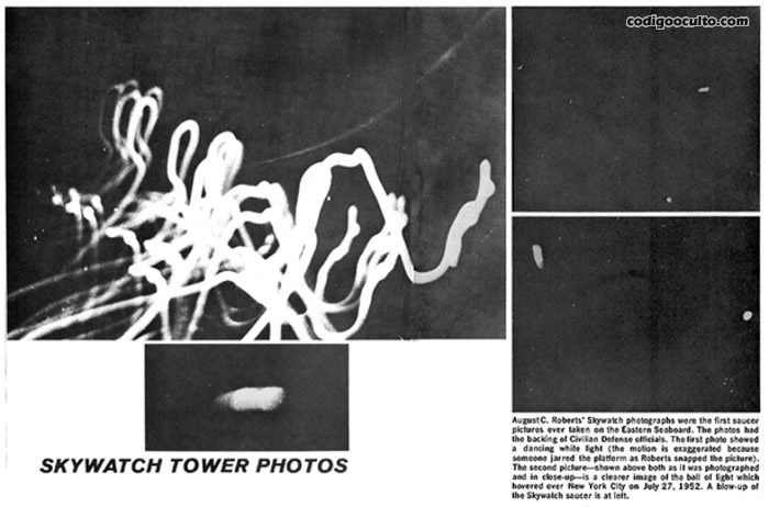 Imágenes del ovni recogido por ufólogo y fotógrafo August C. Roberts en 1952 que derivó en extrañas pistas, y fue motivo de discordia oficial