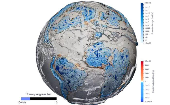 Mapa de los últimos cien millones de años de la Tierra