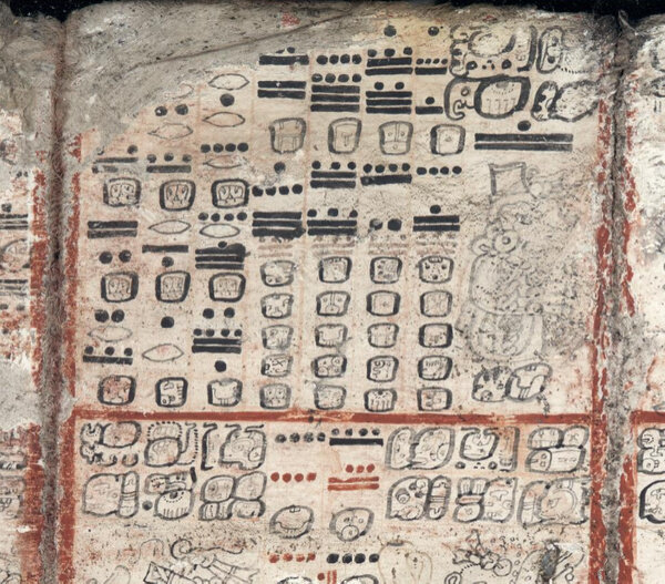 Fragmento de una página del Códice de Dresde, un antiguo manuscrito maya