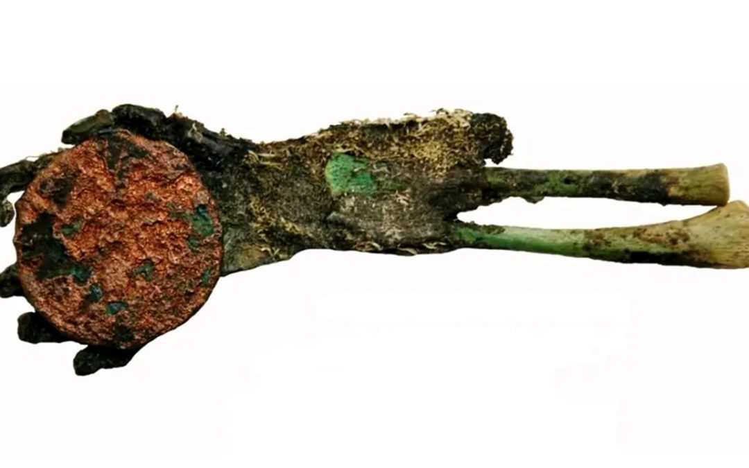Científicos abren un antiguo frasco y encuentran una “mano verde” momificada agarrando una moneda de cobre