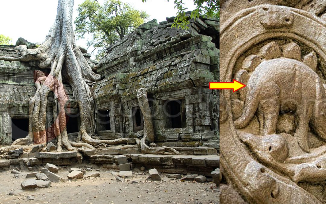 El misterio del “dinosaurio” tallado en un Templo en Camboya