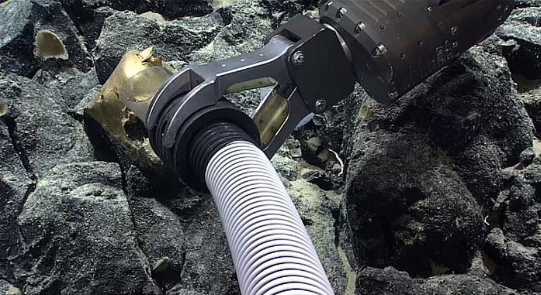 La NOAA desplegó un brazo teledirigido para hacer "cosquillas" al objeto y extraerlo de su roca. A continuación, fue succionado por un tubo para devolverlo a la costa