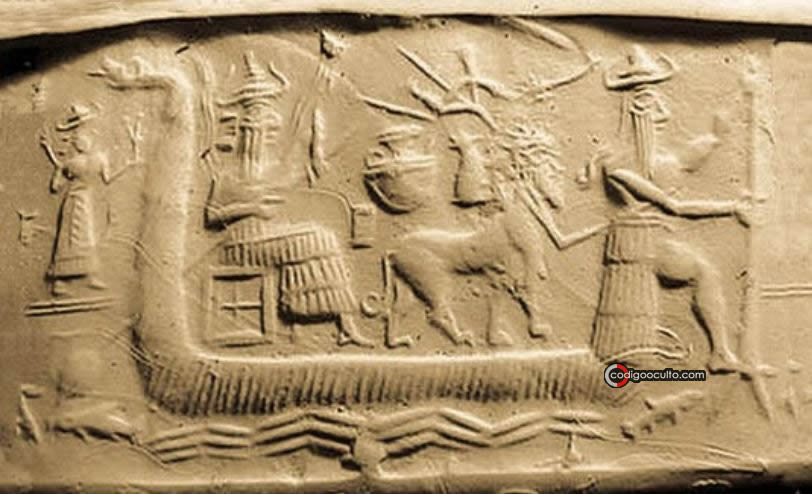 Antiguo grabado sumerio del arca de Ziusudra