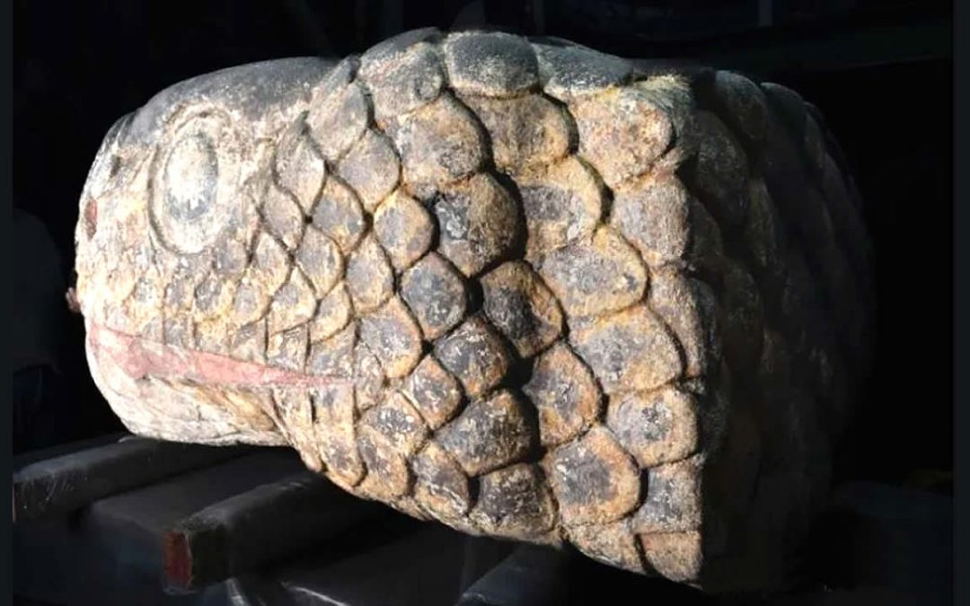 Enorme cabeza de serpiente azteca fue descubierta en México luego de un terremoto