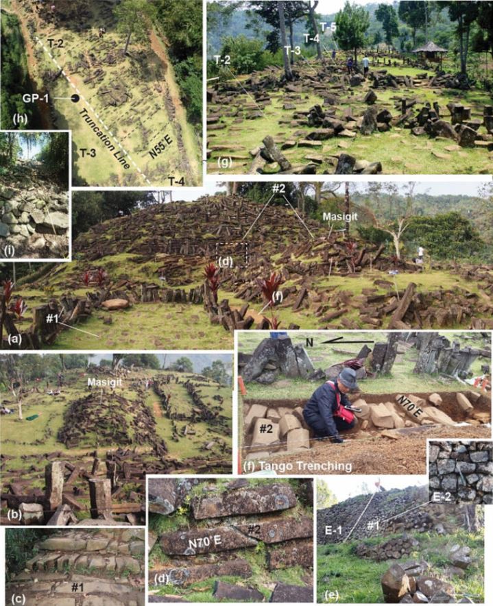 Las piedras megalíticas vistas en la superficie de Gunung Padang