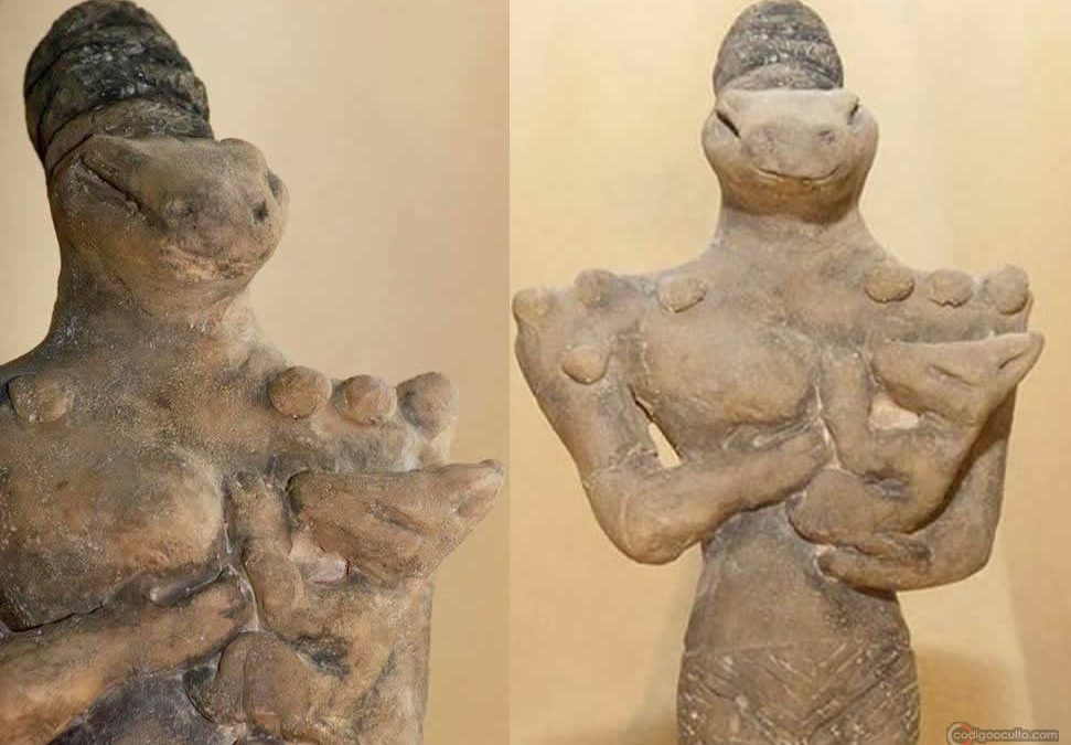 Estatuillas de Hombres Lagarto de 7.000 años de antigüedad descubiertos en Al Ubaid, en el sur de Irak