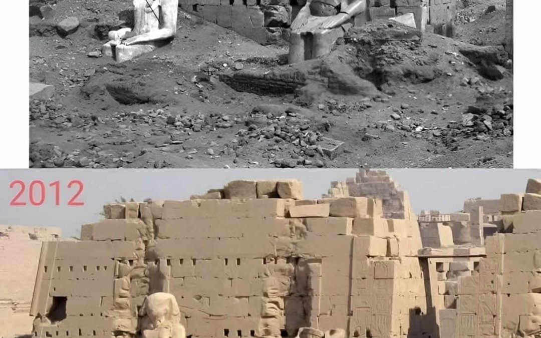 Karnak, Egipto en 1865 y en 2012