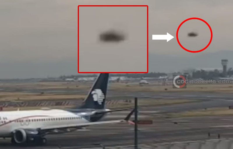 El objeto captado por una cámara en el aeropuerto en México.