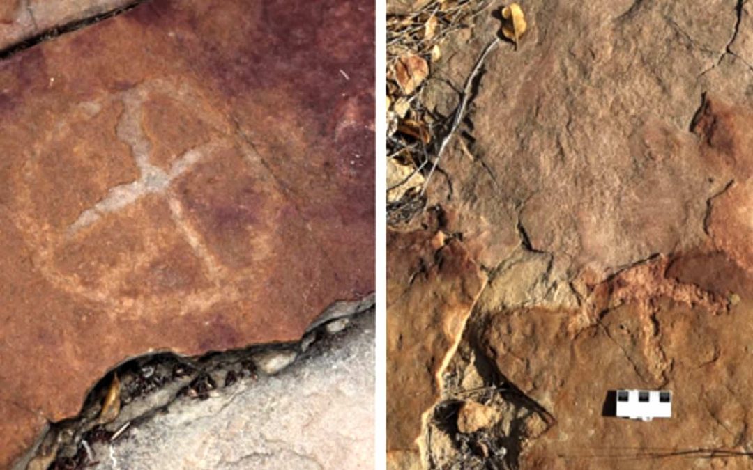 Descubierto antiguo arte rupestre entre huellas de dinosaurios en Brasil