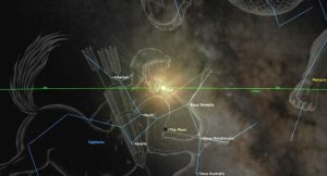 Representación del sol y la luna en el cielo tal como aparecerán el 30 de diciembre de 2024. Crédito de imagen: Chris Vaughan / Starry Night)