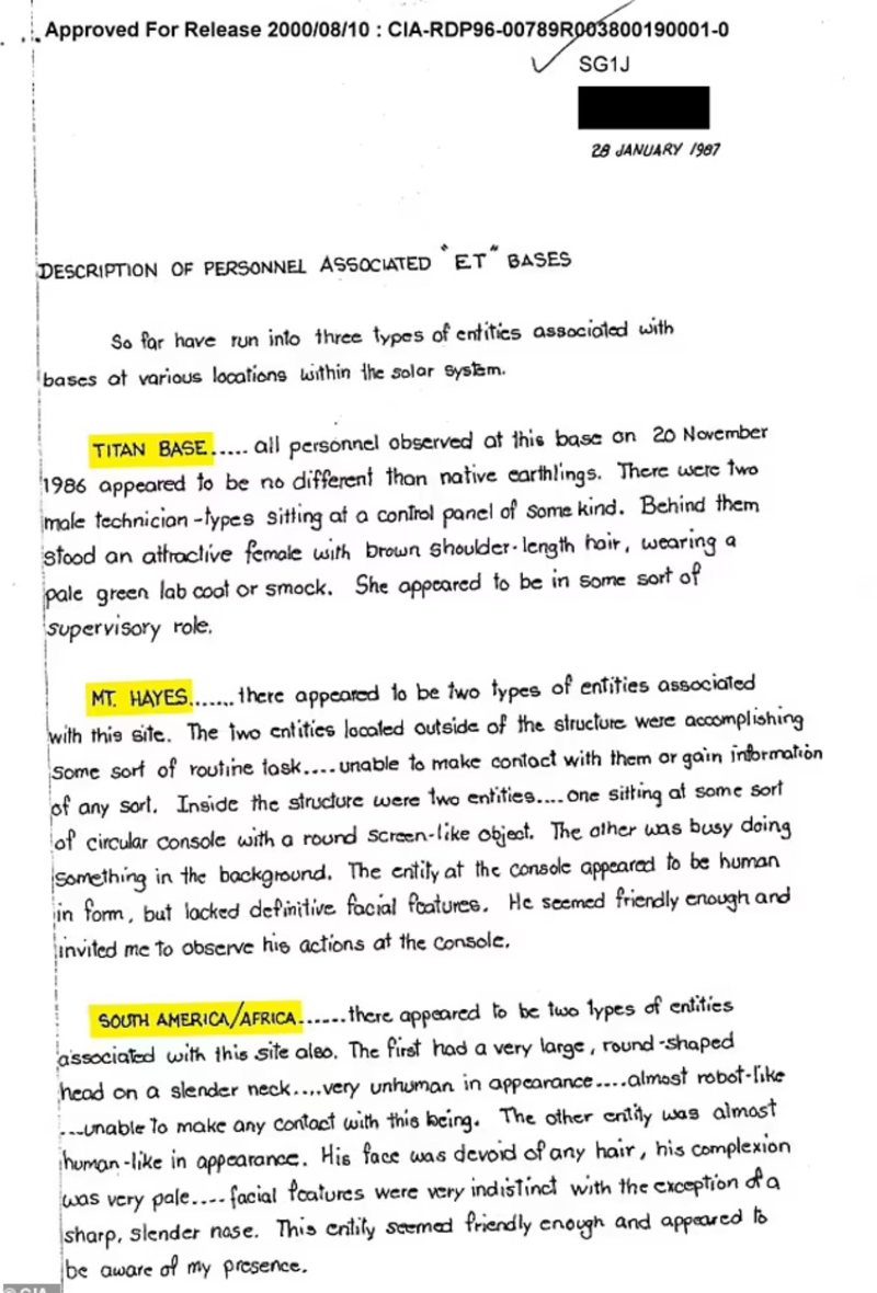 Un documento de la CIA que ha vuelto a salir a la luz sugiere que el gobierno podría haber identificado seres extraterrestres hace décadas.