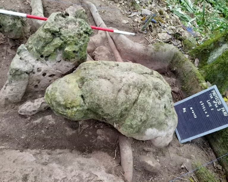 Esculturas antropomórficas descubiertas en el departamento de Petén, en Guatemala. Fotografía: Ministerio de Cultura y Deportes de Guatemala.