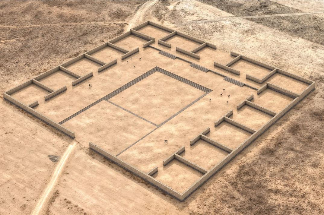 Las alineaciones de piedras revelaron un antiguo templo, llamado Palaspata, según el nombre nativo de la zona. El complejo del templo mide aproximadamente 125 metros de largo por 145 metros de ancho, más o menos el tamaño de una manzana, e incluye 15 recintos cuadrangulares dispuestos alrededor de un patio interior rectangular. Esta es una reconstrucción digital del templo