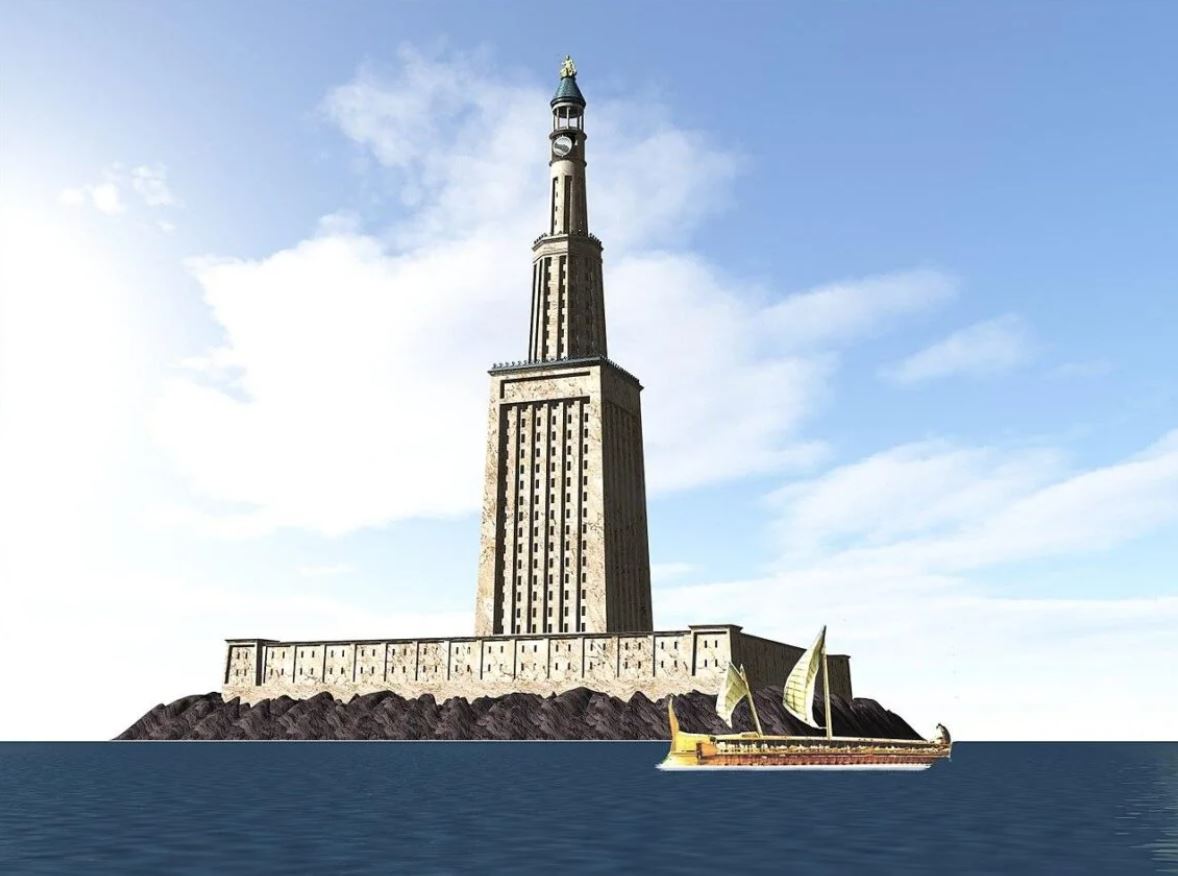 Reconstrucción digital del Faro de Alejandría basada en un estudio realizado en 2013.
