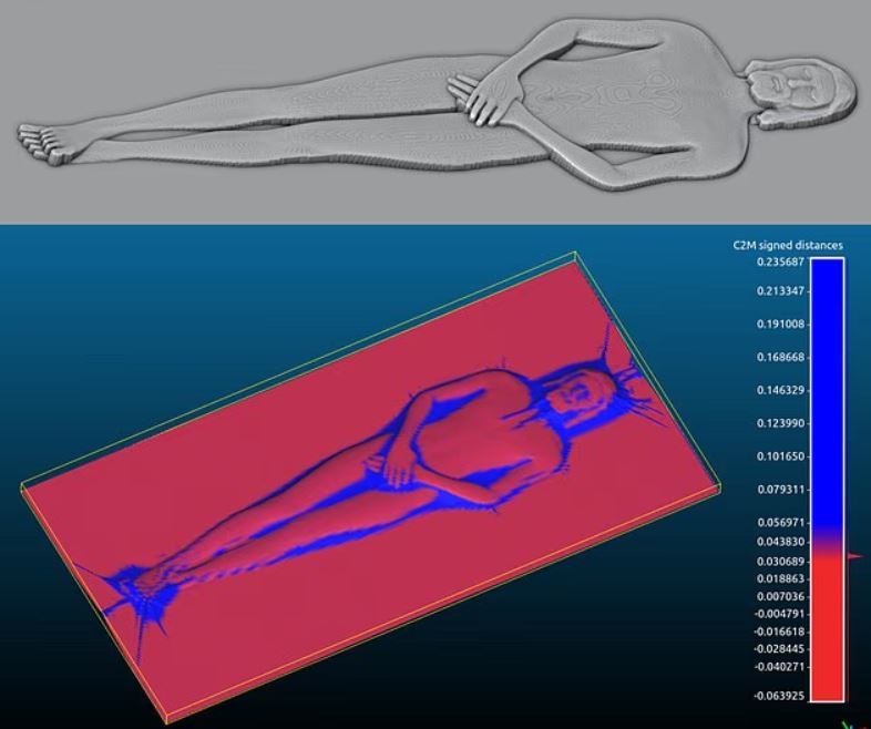El diseñador e investigador brasileño en 3D Cicero Moraes comparó cómo caería la tela sobre un cuerpo humano y una escultura plana conocida como bajorrelieve. Descubrió que un bajorrelieve produciría imágenes que coinciden exactamente con las que se encuentran en la Sábana Santa.