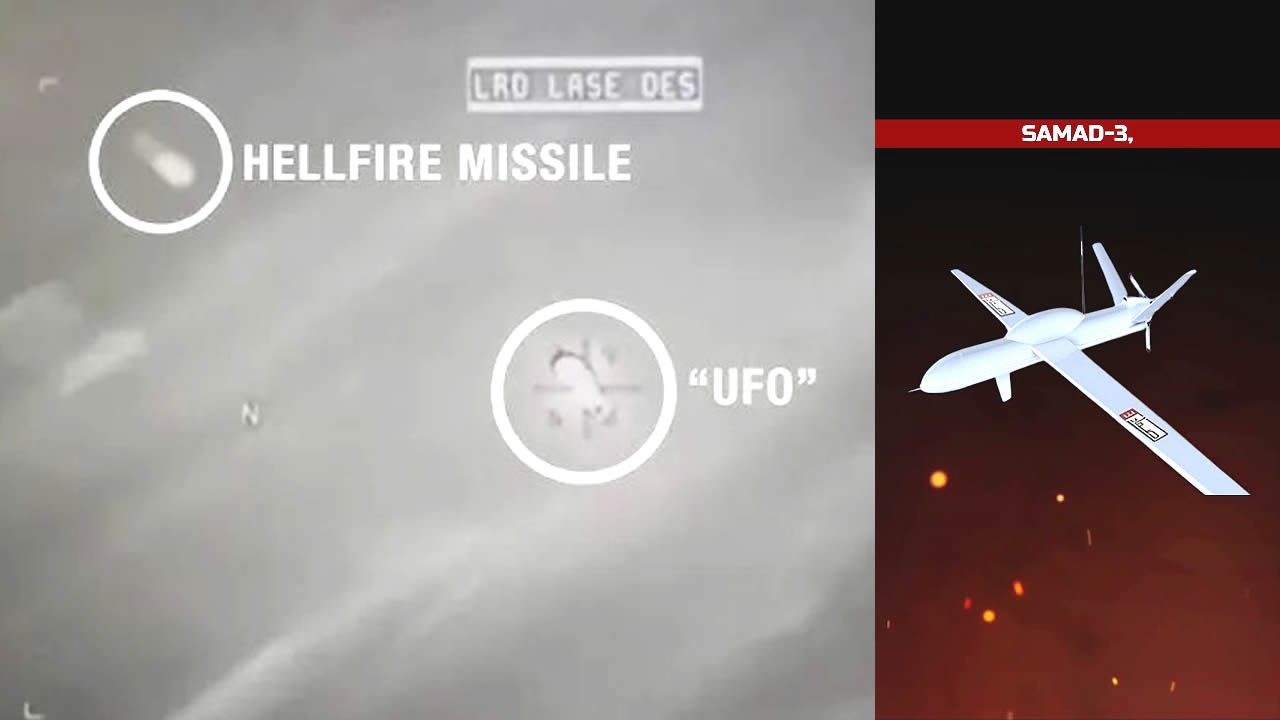 ¿Un misil Hellfire impactó en un dron Samad lanzado por los Hutíes de Yemen?
