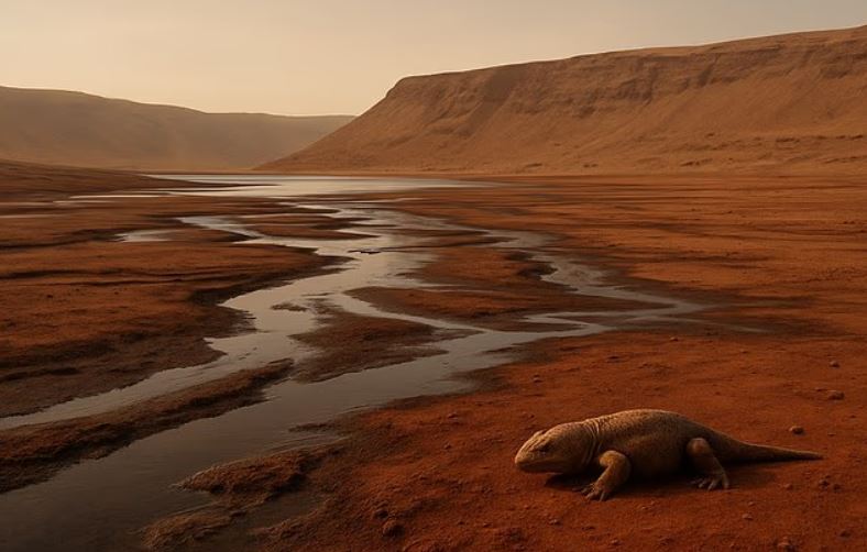 Es poco probable que se haya desarrollado vida más compleja, ya que el clima de Marte cambió rápidamente unos mil millones de años después de que pudieran aparecer los primeros microbios. Esto significa que los organismos complejos, como los animales, probablemente no tuvieron tiempo de desarrollarse. En la imagen: impresión generada por IA.