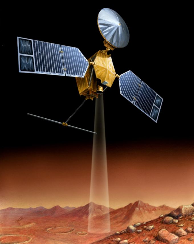 Representación artística de las imágenes de Marte tomadas por HiRISE a bordo del Mars Reconnaissance Orbiter